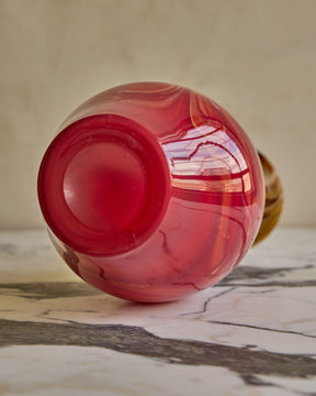Flared Neck Red Glass Vase