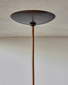 Modern black globe pendant light with dark oil rubbed brass curved body and white milk glass globe