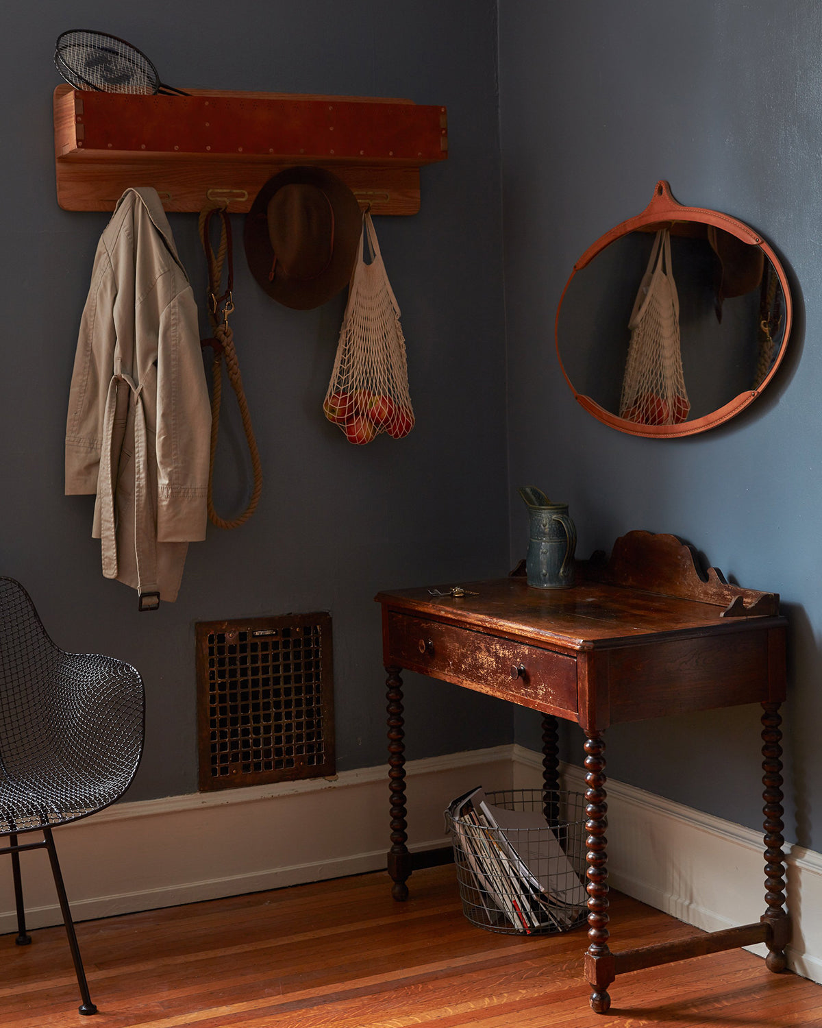 Fairmount Leather Wide Oval Mirror - Tan